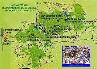 Implantation des Chantiers de Jeunesse à Tronçais